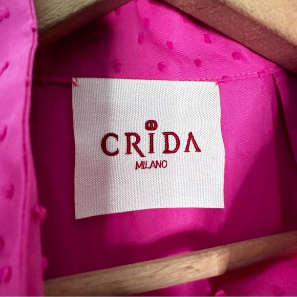 CRIDA | Milano Women's Pink Busseto Blouson-Sleeve Swiss Dot Dress Size 8 - Picture 7 of 12